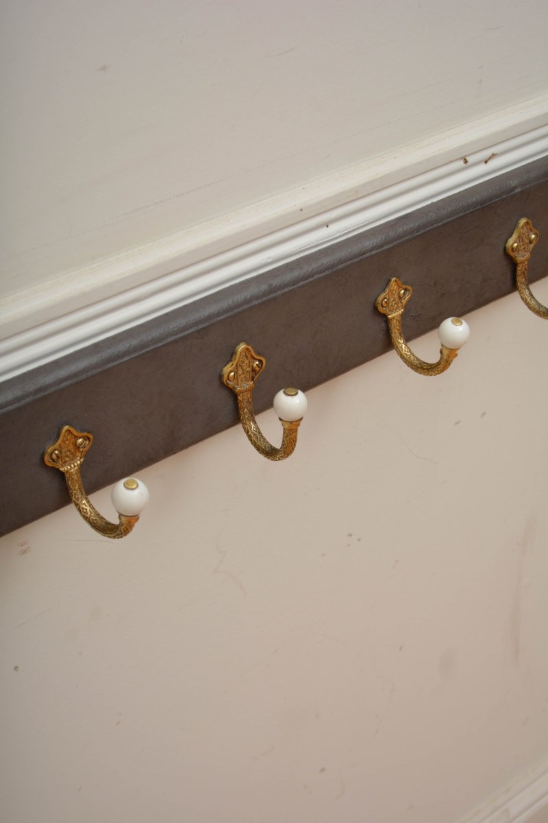 Victorian Brass Coat Hooks Coat Rack - Image 12